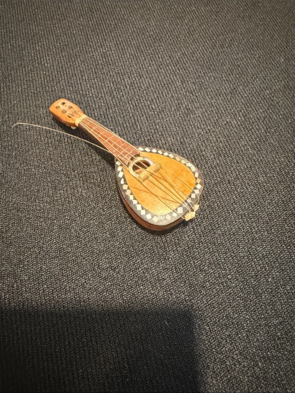 Handmade Inlaid Wooden Miniature Guitar in Sliding Box -